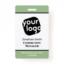 Elegant Minimale Sage Green Custom Personal ID Bad