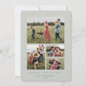 Elegant Minimale Sage Green Lijst 4 Foto Feestdagenkaart (Voorkant)