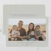 Elegant Minimale Sage Green Lijst Eén foto Feestdagenkaart (Voorkant / Achterkant)