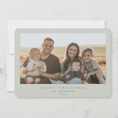 Elegant Minimale Sage Green Lijst Eén foto Feestdagenkaart (Voorkant)