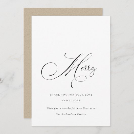 Elegant Minimale scriptversie voor vrolijk kerstfe Feestdagenkaart (Voorkant / Achterkant)