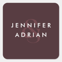 Elegant Minimale Seal brown Modern Wedding Envelop Vierkante Sticker