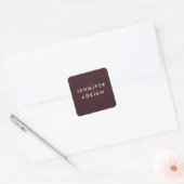 Elegant Minimale Seal brown Modern Wedding Envelop Vierkante Sticker (Envelop)