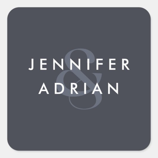 Elegant Minimale Squid Ink Modern Wedding Envelope Vierkante Sticker (Voorkant)