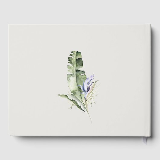 Elegant Minimale Tropische Blauwe Zeep Bouw Wedden Gastenboek (Achterkant)