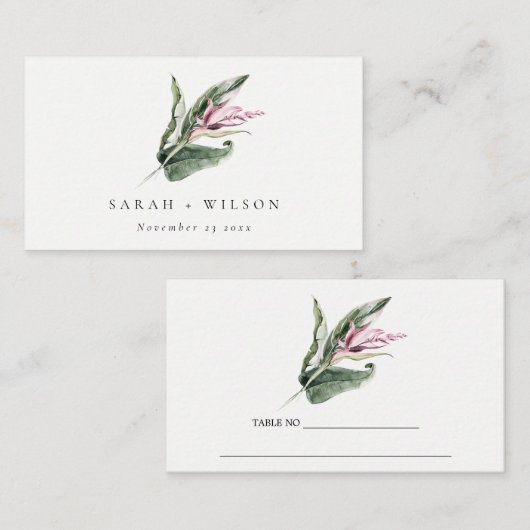 Elegant Minimale tropische roze olifantenbruiloft Plaatskaartje (Voorkant / Achterkant)