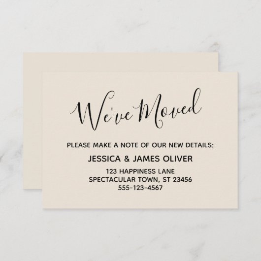 Elegant, minimale Typografie "We hebben ons verpla Informatiekaartje (Voorkant / Achterkant)