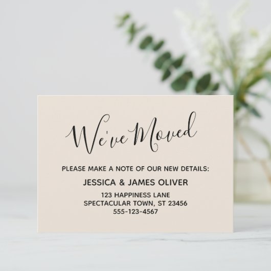 Elegant, minimale Typografie "We hebben ons verpla Informatiekaartje (Staand voorkant)