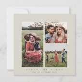 Elegant Minimale Vierkant Triple Foto Feestdagenkaart (Voorkant)