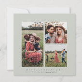 Elegant Minimale Vierkant Triple Foto Feestdagenkaart (Voorkant)