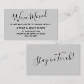 Elegant, minimale "We hebben ons verplaatst" licht Visitekaartje (Voorkant / Achterkant)