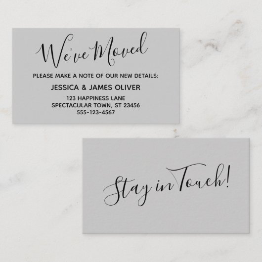 Elegant, minimale "We hebben ons verplaatst" licht Visitekaartje (Voorkant / Achterkant)