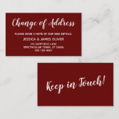 Elegant, minimale wijziging van adres Burgundy Car Informatiekaartje (Voorkant / Achterkant)