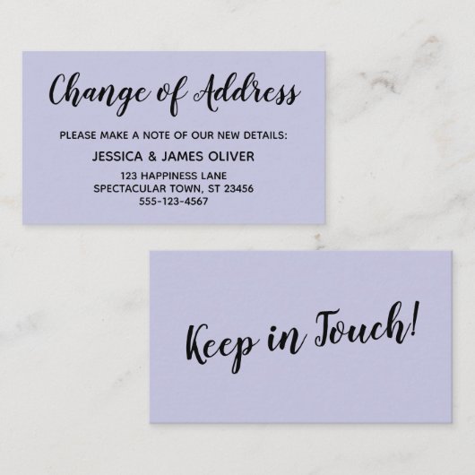 Elegant, minimale wijziging van de adreslavenderka informatiekaartje (Voorkant / Achterkant)