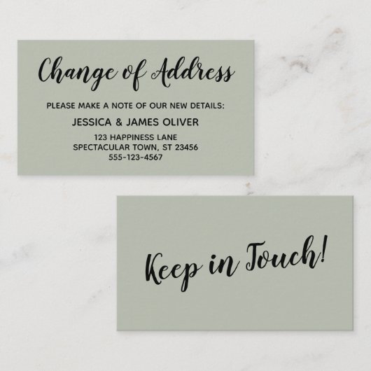 Elegant, minimale wijziging van de groene adreskaa informatiekaartje (Voorkant / Achterkant)