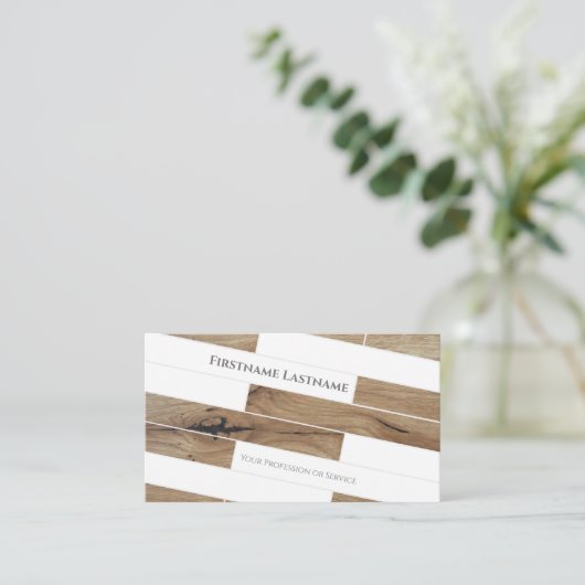 Elegant minimale witte houten vloerbedekking visitekaartje (Staand voorkant)