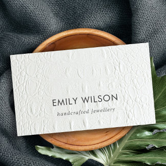 Elegant minimale witte lederen textuur Rustisch Visitekaartje