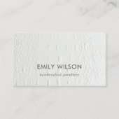 Elegant minimale witte lederen textuur Rustisch Visitekaartje (Voorkant)