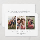 Elegant Minimale Witte Lijst Triple Foto Feestdagenkaart (Voorkant / Achterkant)