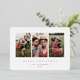Elegant Minimale Witte Lijst Triple Foto Folie Feestdagenkaart