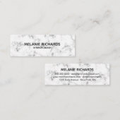 Elegant minimale witte marmer professionele mini visitekaartje (Voorkant / Achterkant)