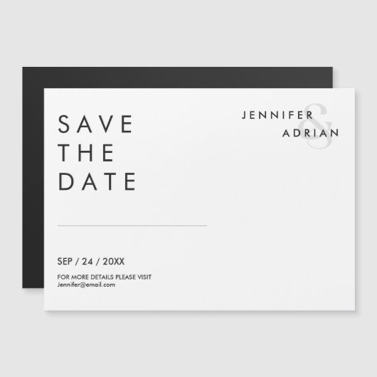 Elegant minimale witte moderne bruiloft bespaart d (Voorkant / Achterkant)