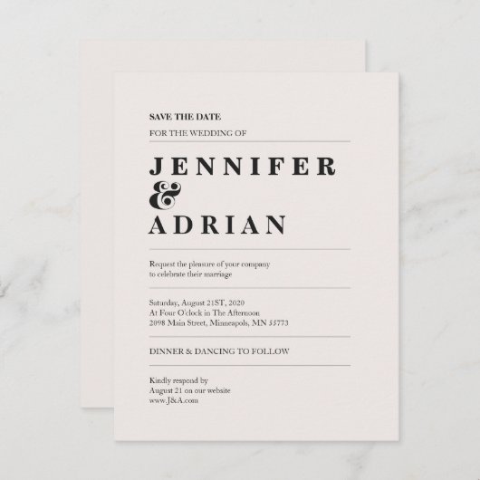 Elegant minimale witte moderne bruiloft bespaart d (Voorkant / Achterkant)