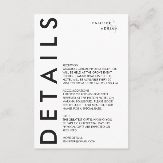 Elegant minimale witte moderne buitenband informatiekaartje (Voorkant)