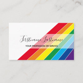Elegant minimale witte regenboogkleurige strepen visitekaartje
