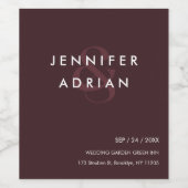 Elegant Minimale zegelbruin Modern Wedding White Wijn Etiket (Enkel label)