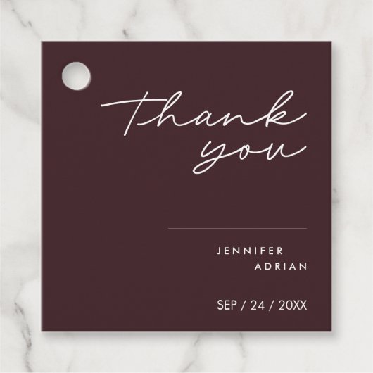 Elegant Minimale zegelbruine moder Bedankjes Labels (Voorkant)