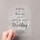 Elegant Minimale Zwart-witmonogram bruiloft Acryl Uitnodigingen (Insitu (Draagbaar))