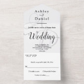 Elegant Minimale Zwart-witmonogram bruiloft All In One Uitnodiging (Binnen)