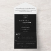 Elegant Minimale Zwart-witmonogram bruiloft All In One Uitnodiging (Binnen)