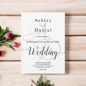 Elegant Minimale Zwart-witmonogram bruiloft Kaart