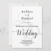 Elegant Minimale Zwart-witmonogram bruiloft Kaart (Voorkant)