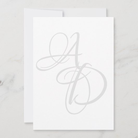 Elegant Minimale Zwart-witmonogram bruiloft Kaart (Achterkant)