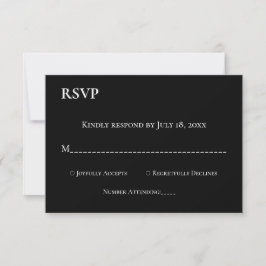 Elegant Minimale Zwart-witmonogram bruiloft RSVP Kaartje