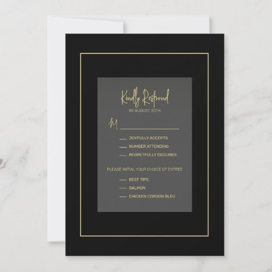 Elegant Minimale zwarte en goudkeuzevrijheid RSVP Kaart (Voorkant)