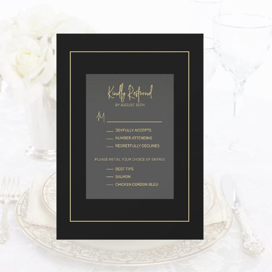 Elegant Minimale zwarte en goudkeuzevrijheid RSVP Kaart