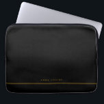 Elegant Minimale zwarte Gold Line-naam Laptop Sleeve<br><div class="desc">Deze gepersonaliseerde zwarte laptophoes met jouw naam van keuze in goudbruin op zwarte achtergrond is modern en elegant. Alle kleuren kunnen worden gewijzigd als u wilt.</div>