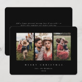 Elegant Minimale zwarte Lijst Triple Foto Feestdagenkaart (Voorkant / Achterkant)