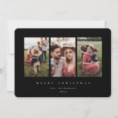 Elegant Minimale zwarte Lijst Triple Foto Feestdagenkaart (Voorkant)