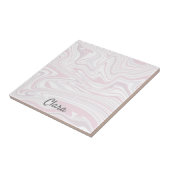 Elegant minimale zwarte roze en witte marmer tegeltje (Zijkant)