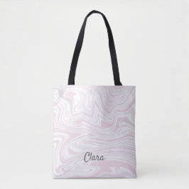 Elegant minimale zwarte roze en witte marmer tote bag