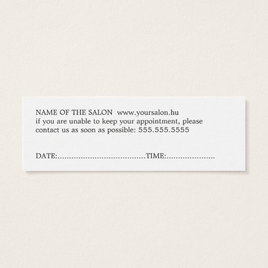 Elegant Minimale zwarte witte gouden haar Mini Visitekaartjes (Achterkant)