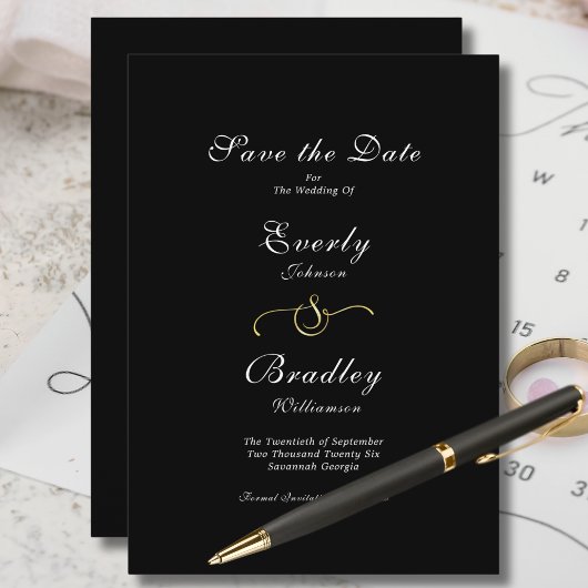 Elegant Minimale zwarte witte Manuscript sparen de Kaart