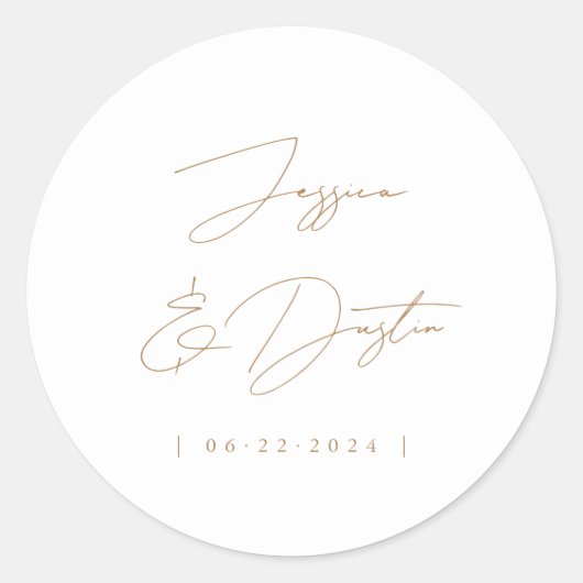 Elegant minimalisantnamen Datum waarop Gold is Ronde Sticker (Voorkant)