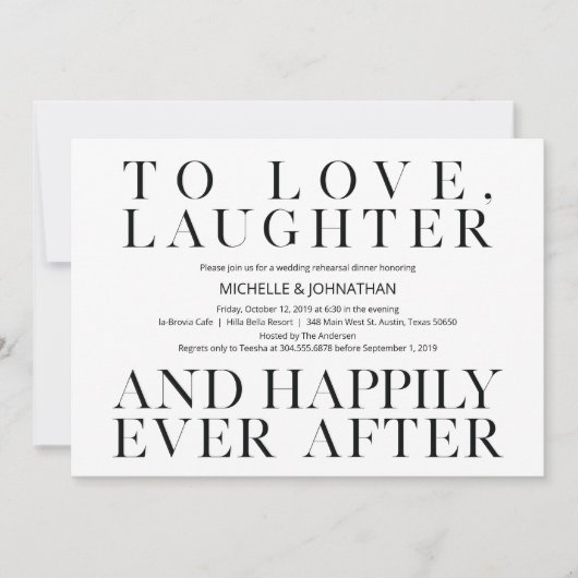 Elegant Minimalism Wedding Rehearsal Dinner Kaart (Voorkant)