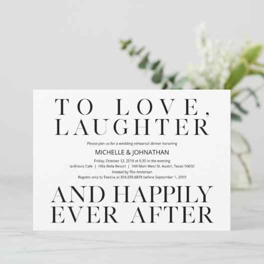 Elegant Minimalism Wedding Rehearsal Dinner Kaart (Staand voorkant)